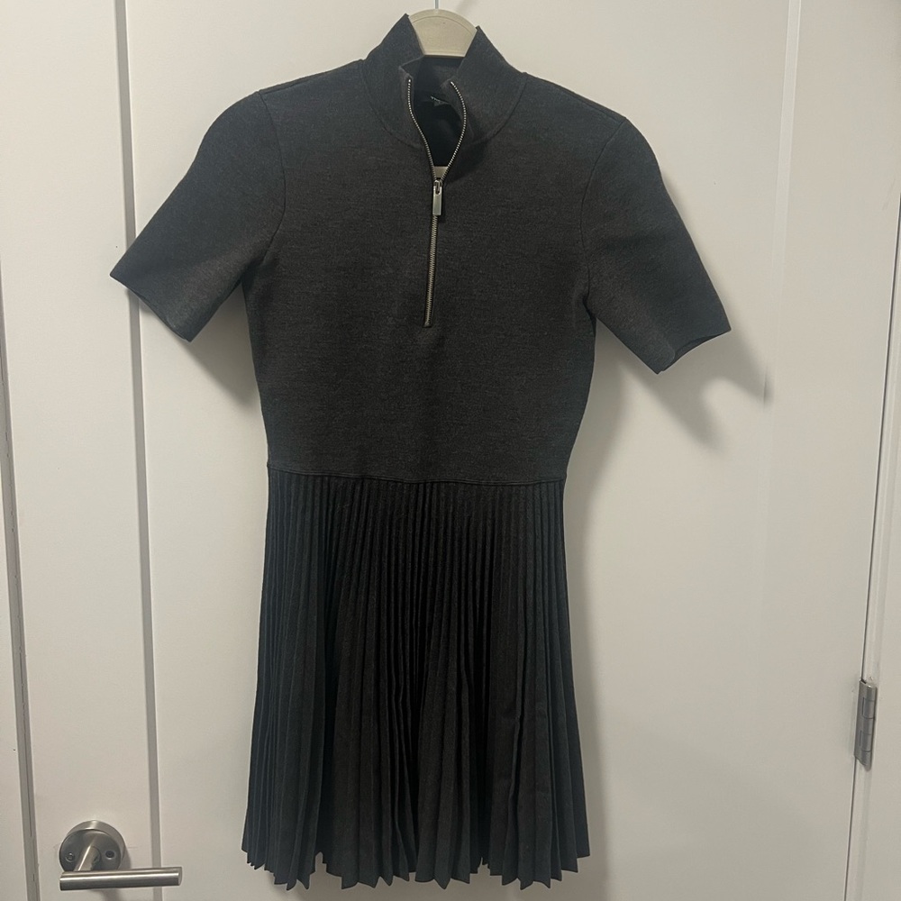 Theory wool flannel zip up combo dress